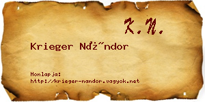 Krieger Nándor névjegykártya
